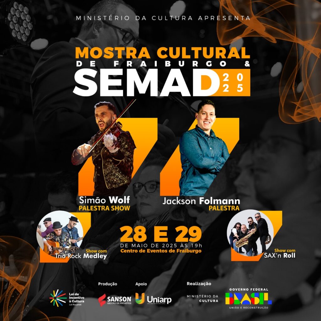 Semad 2025: Jakson Follmann e Simão Wolff estarão na Mostra Cultural de Fraiburgo 1 evento