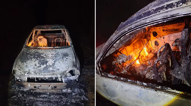 PM prende três pessoas e localiza veículo furtado e incendiado em Caçador carro