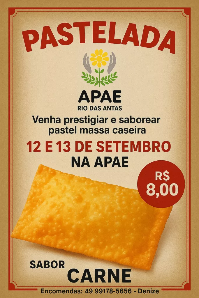 Apae de Rio das Antas promove pastelada nesta sexta e sábado 2 pastel