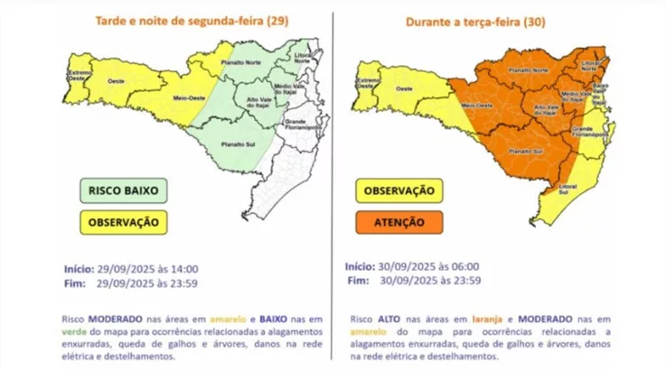 Meteorologia prevê chuva intensa para Caçador e região 1 mapa