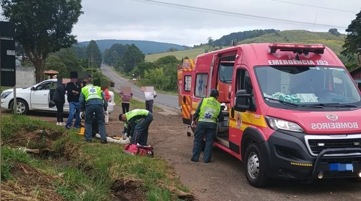 Motociclista fica ferido após queda na SC-350 em Lebon Régis 1 acidente