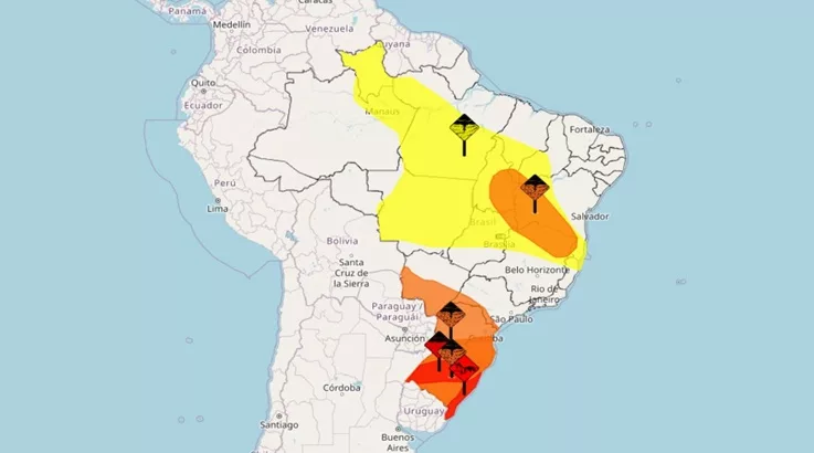 Região de Caçador poderá ser atingida por temporais nesta sexta 1 mapa