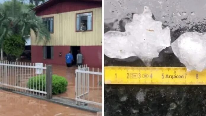 Temporais deixam cidades em emergência e provocam alagamentos, granizo e danos em SC